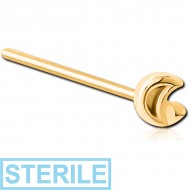STERILE GOLD PVD COATED SURGICAL STEEL STRAIGHT NOSE STUD
