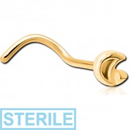 STERILE GOLD PVD COATED SURGICAL STEEL CURVED NOSE STUD