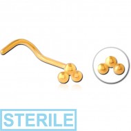 STERILE GOLD PVD COATED SURGICAL STEEL CURVED NOSE STUD