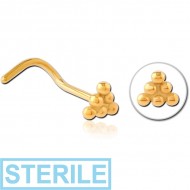 STERILE GOLD PVD COATED SURGICAL STEEL CURVED NOSE STUD
