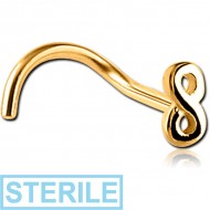 STERILE GOLD PVD COATED SURGICAL STEEL CURVED NOSE STUD - INFINITY