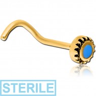 STERILE GOLD PVD COATED SURGICAL STEEL CURVED NOSE STUD - CIRCLE
