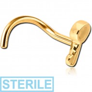 STERILE GOLD PVD COATED SURGICAL STEEL CURVED NOSE STUD - KEY