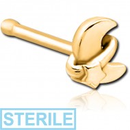 STERILE GOLD PVD COATED SURGICAL STEEL NOSE BONE - ANNULAR ECLIPSE AND STAR