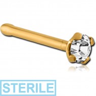 STERILE GOLD PVD COATED SURGICAL STEEL PRONG SET 1.5MM JEWELLED NOSE BONE