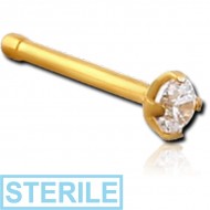 STERILE GOLD PVD COATED SURGICAL STEEL PRONG SET 2MM JEWELLED NOSE BONE