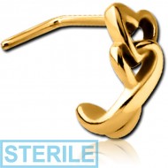 STERILE GOLD PVD COATED SURGICAL STEEL 90 DEGREE WRAP AROUND NOSE STUD