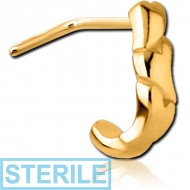 STERILE GOLD PVD COATED SURGICAL STEEL 90 DEGREE WRAP AROUND NOSE STUD
