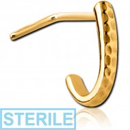 STERILE GOLD PVD COATED SURGICAL STEEL 90 DEGREE WRAP AROUND NOSE STUD