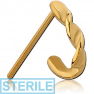 STERILE GOLD PVD COATED SURGICAL STEEL STRAIGHT WRAP AROUND NOSE STUD