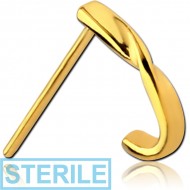 STERILE GOLD PVD COATED SURGICAL STEEL STRAIGHT WRAP AROUND NOSE STUD
