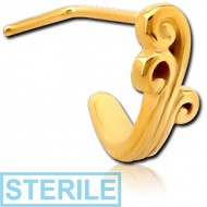 STERILE GOLD PVD COATED SURGICAL STEEL 90 DEGREE WRAP AROUND NOSE STUD