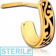 STERILE GOLD PVD COATED SURGICAL STEEL 90 DEGREE WRAP AROUND NOSE STUD - FILIGREE PIERCING