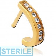 STERILE GOLD PVD COATED SURGICAL STEEL JEWELLED WRAP AROUND NOSE BONE