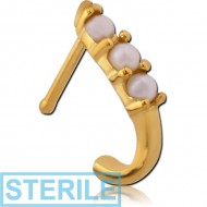 STERILE GOLD PVD COATED SURGICAL STEEL JEWELLED WRAP AROUND NOSE BONE