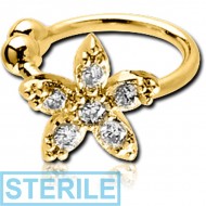 STERILE GOLD PVD COATED SURGICAL STEEL JEWELLED FAKE NOSE RING