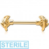 STERILE GOLD PVD COATED SURGICAL STEEL NIPPLE BAR