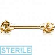 STERILE GOLD PVD COATED SURGICAL STEEL NIPPLE BAR