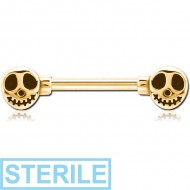 STERILE GOLD PVD COATED SURGICAL STEEL NIPPLE BAR - GHOST