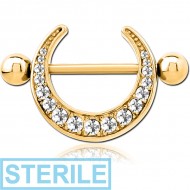 STERILE GOLD PVD COATED SURGICAL STEEL JEWELLED NIPPLE SHIELD