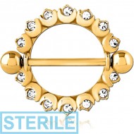 STERILE GOLD PVD COATED SURGICAL STEEL JEWELLED NIPPLE SHIELD