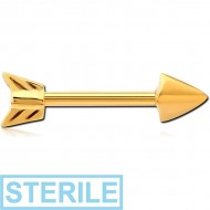 STERILE GOLD PVD COATED SURGICAL STEEL NIPPLE BAR - ARROW