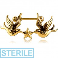 STERILE GOLD PVD COATED SURGICAL STEEL NIPPLE SHIELD - PIDGINS AND STAR