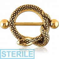 STERILE GOLD PVD COATED SURGICAL STEEL NIPPLE SHIELD - SNAKE
