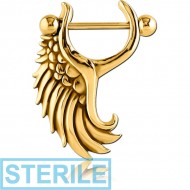 STERILE GOLD PVD COATED SURGICAL STEEL NIPPLE SHIELD - FANCY WING