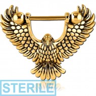 STERILE GOLD PVD COATED SURGICAL STEEL NIPPLE SHIELD - EAGLE