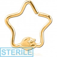 STERILE GOLD PVD COATED SURGICAL STEEL OPEN STAR SEAMLESS RING - EYE STAR