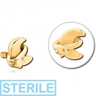 STERILE GOLD PVD COATED SURGICAL STEEL PUSH FIT ATTACHMENT FOR BIOFLEX INTERNAL LABRET - ANNULAR ECLIPSE AND STAR