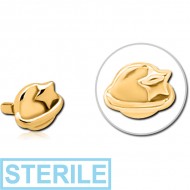 STERILE GOLD PVD COATED SURGICAL STEEL PUSH FIT ATTACHMENT FOR BIOFLEX INTERNAL LABRET - EYE STAR