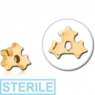 STERILE GOLD PVD COATED SURGICAL STEEL PUSH FIT ATTACHMENT FOR BIOFLEX INTERNAL LABRET - TRIPLE STAR