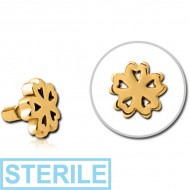 STERILE GOLD PVD COATED SURGICAL STEEL PUSH FIT ATTACHMENT FOR BIOFLEX INTERNAL LABRET - CLOVER