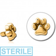 STERILE GOLD PVD COATED SURGICAL STEEL PUSH FIT ATTACHMENT FOR BIOFLEX INTERNAL LABRET - PLAIN ANIMAL PAW