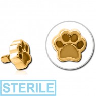 STERILE GOLD PVD COATED SURGICAL STEEL PUSH FIT ATTACHMENT FOR BIOFLEX INTERNAL LABRET - ANIMAL PAW INDENT