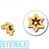 STERILE GOLD PVD COATED SURGICAL STEEL PUSH FIT ATTACHMENT FOR BIOFLEX INTERNAL LABRET - STAR INDENT