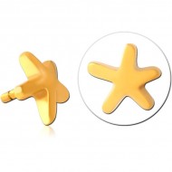 STERILE GOLD PVD COATED SURGICAL STEEL PUSH FIT ATTACHMENT FOR BIOFLEX INTERNAL LABRET - STARFISH PIERCING