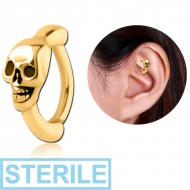 STERILE GOLD PVD COATED SURGICAL STEEL ROOK CLICKER - SKULL