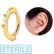 STERILE GOLD PVD COATED SURGICAL STEEL JEWELLED ROOK CLICKER - SPIKES
