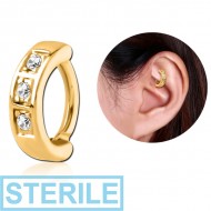 STERILE GOLD PVD COATED SURGICAL STEEL JEWELLED ROOK CLICKER