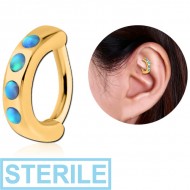 STERILE GOLD PVD COATED SURGICAL STEEL SYNTHETIC OPAL ROOK CLICKER