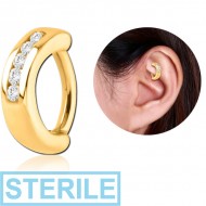 STERILE GOLD PVD COATED SURGICAL STEEL JEWELLED ROOK CLICKER