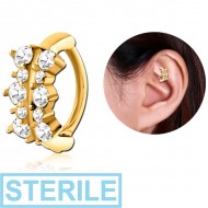 STERILE GOLD PVD COATED SURGICAL STEEL JEWELLED ROOK CLICKER - FILIGREE