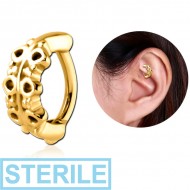 STERILE GOLD PVD COATED SURGICAL STEEL ROOK CLICKER - FILIGREE