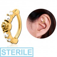 STERILE GOLD PVD COATED SURGICAL STEEL PRONG SET JEWELLED ROOK CLICKER