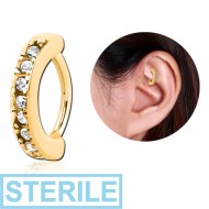 STERILE GOLD PVD COATED SURGICAL STEEL HIGH END CRYSTAL JEWELLED ROOK CLICKER