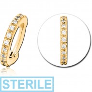 STERILE GOLD PVD COATED SURGICAL STEEL JEWELLED MULTI PURPOSE CLICKERSURGICAL STEEL PRONG SET CRYSTAL JEWELLED MULTI PURPOSE CLICKER