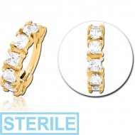 STERILE GOLD PVD COATED SURGICAL STEEL PRONG SET CRYSTAL JEWELLED MULTI PURPOSE CLICKER